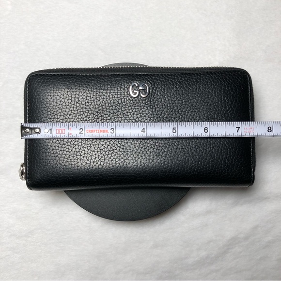 Gucci Logo GG Black Leather Zip Around Wallet w/DustBag,No Box - Picture 6 of 16